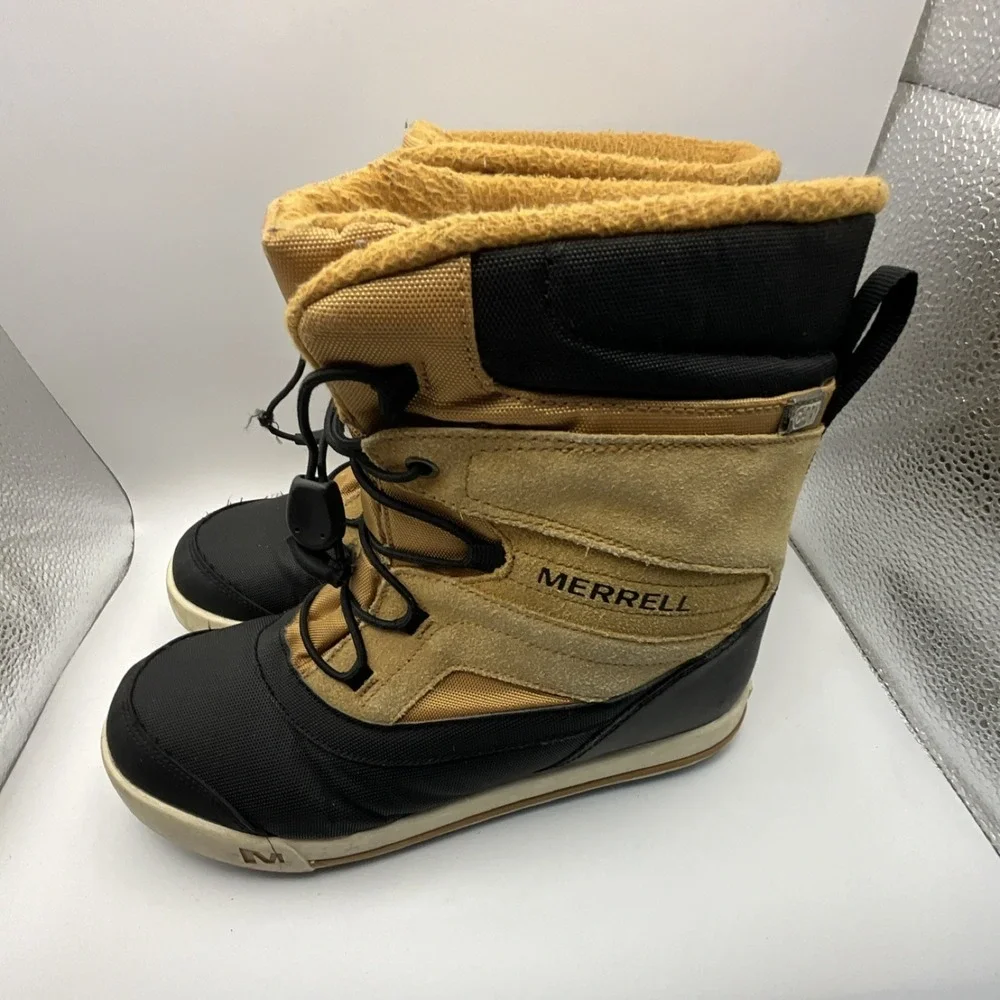 Merrell Snow Bank 2.0 WTRPF Waterproof Boots Black Tan Boys US 6M MY56187